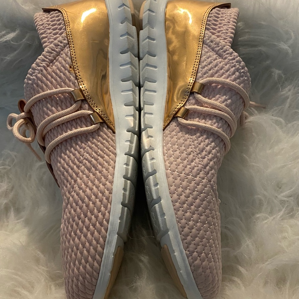 COLE HAAN ZERO GRAND Pink Quilted Sneakers with Rose Gold accents